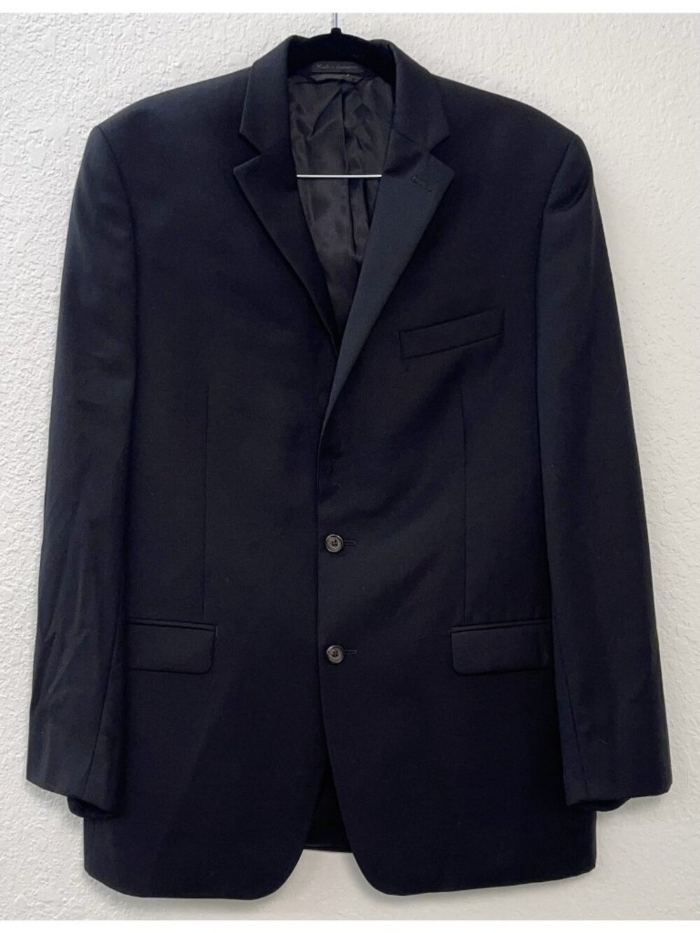 LAUREN Ralph Lauren Mens 42L Black 100% Wool 2-Button Blazer SPORT COAT *Read*
